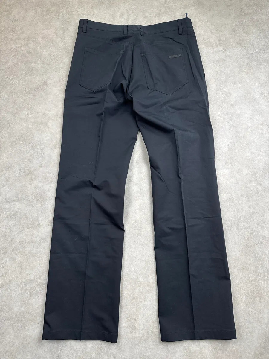 SS2009 Prada Black Stretch Straight-Leg Contrast Trim Pants RsNIoorV 5