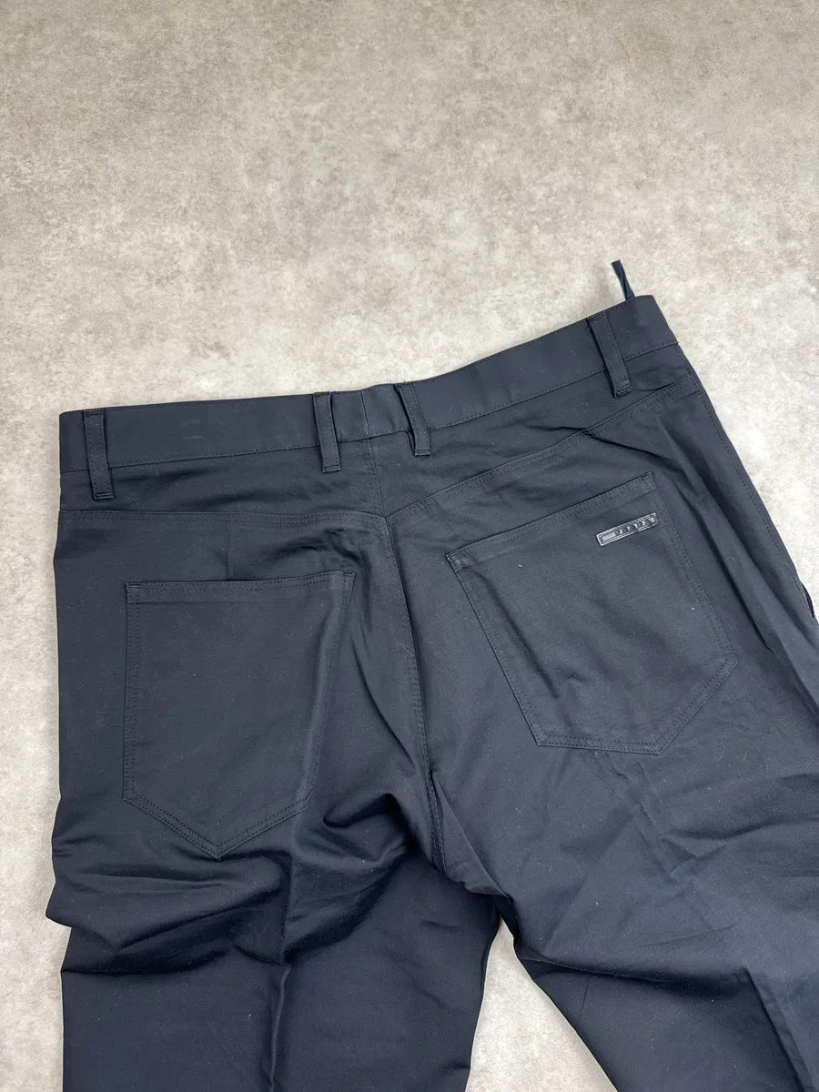 SS2009 Prada Black Stretch Straight-Leg Contrast Trim Pants RsNIoorV 9