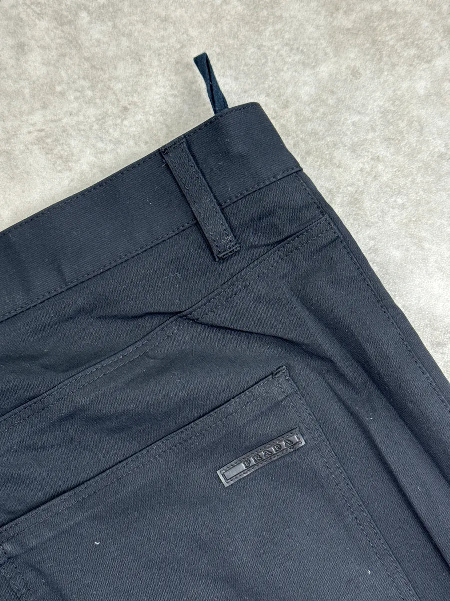 SS2009 Prada Black Stretch Straight-Leg Contrast Trim Pants RsNIoorV 10