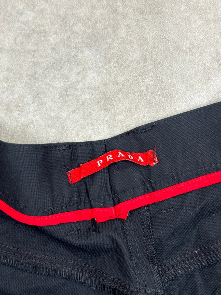 SS2009 Prada Black Stretch Straight-Leg Contrast Trim Pants RsNIoorV 11