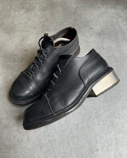 AW1996 Dirk Bikkembergs Black Leather Metal Heel Shoes (41) - 2