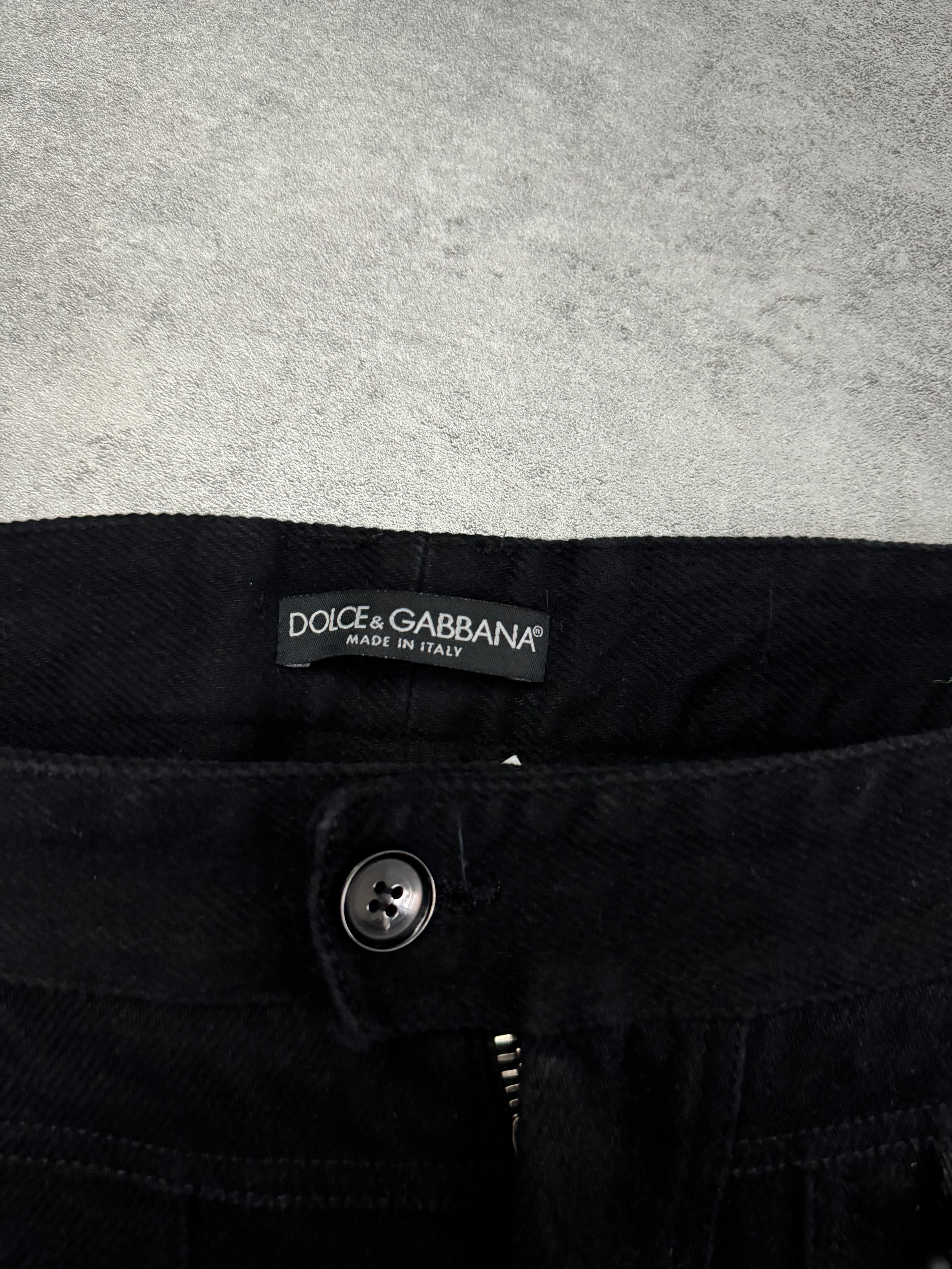 AW2003 Dolce & Gabbana Black Cargo Bondage Military Pants (M) - 10