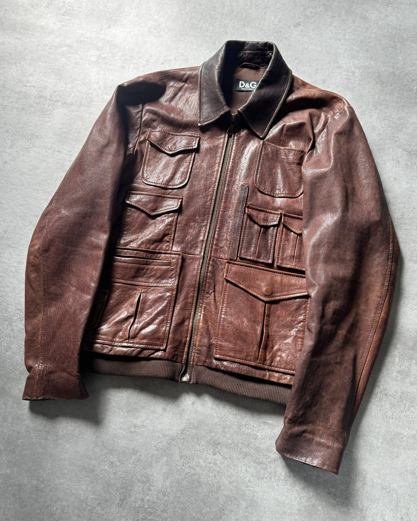 2000s Dolce & Gabbana Bordeaux Cargo Lamb Leather Jacket (XL) - 6