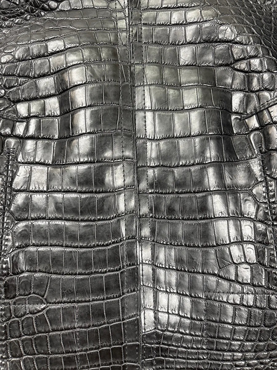 Genuine Crocodile Black Hybrid Stitched Leather Jacket RzQqJpEM 8