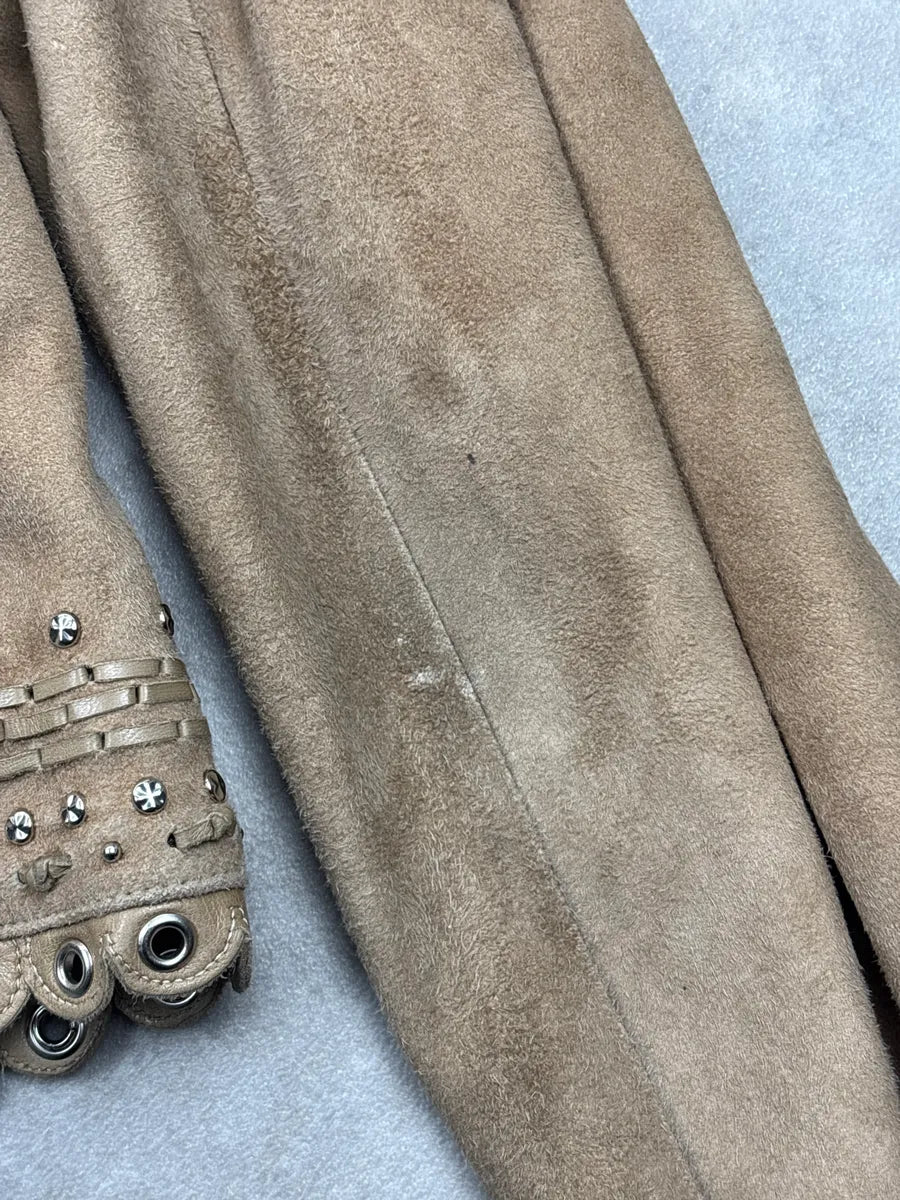 SS2005 Christian Dior Taupe Suede Studded Eyelet Light Jacket RzROLaLQ 11