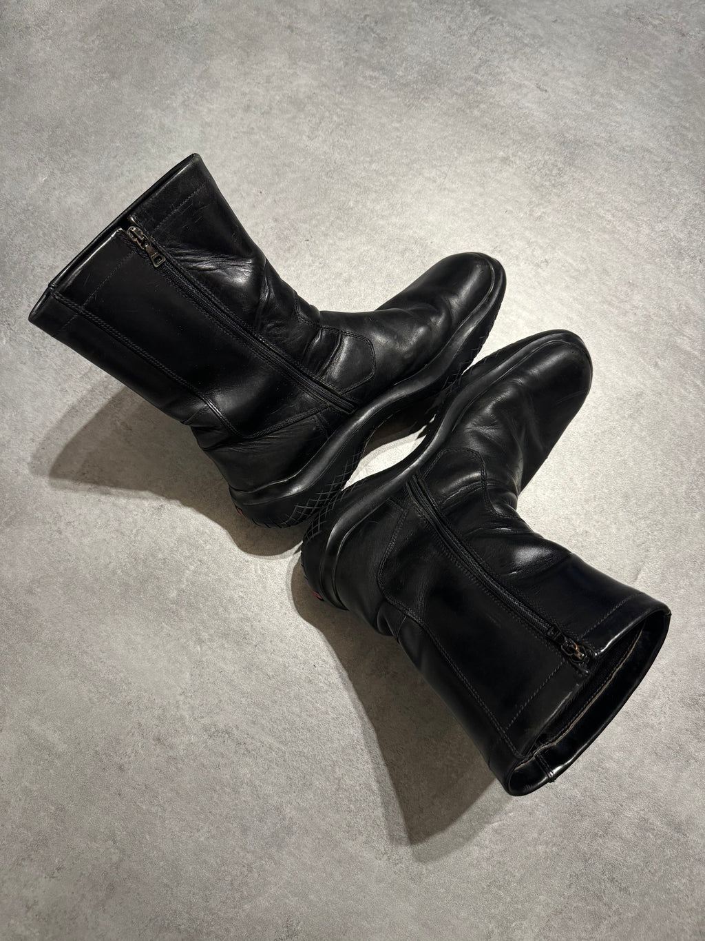 FW1999 Prada Ankle Vibram Black Leather Boots (45,5) - 4