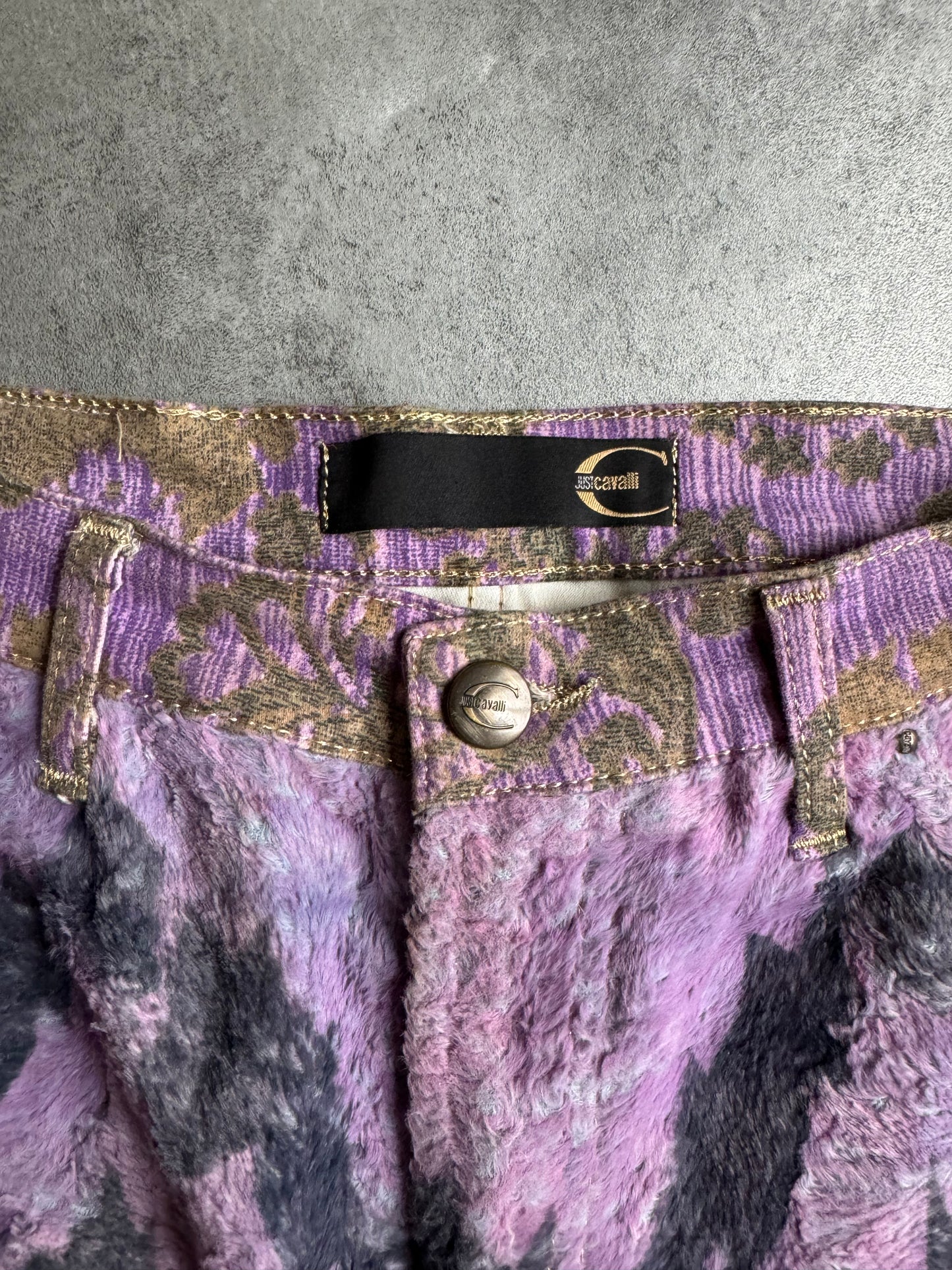 SS2005 Cavalli Mountain Peninsula Purple Relaxed Pants (S) - 8