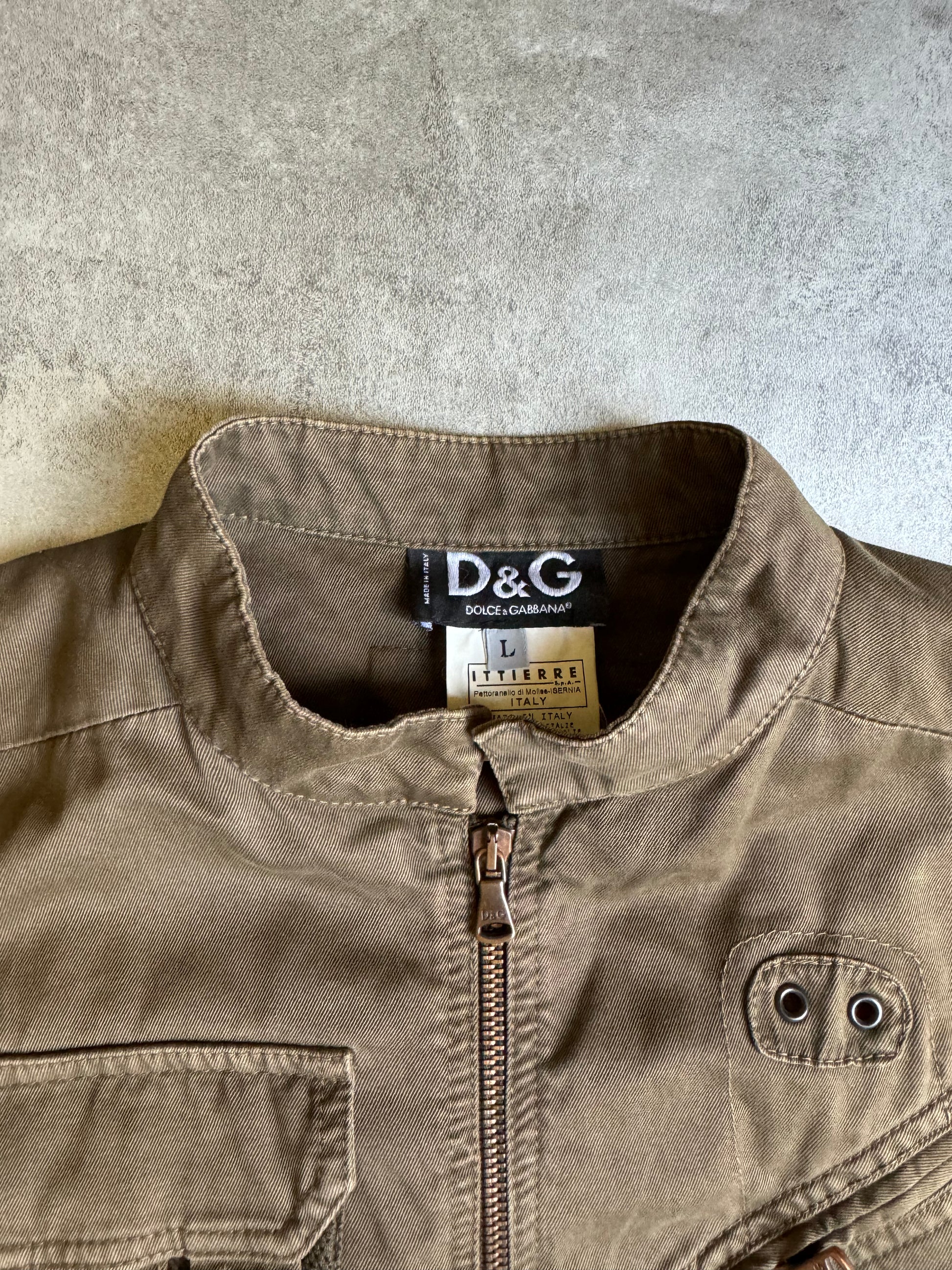 SS2003 Dolce & Gabbana Sleeveless Olive Cargo Combat Jacket (S) - 6