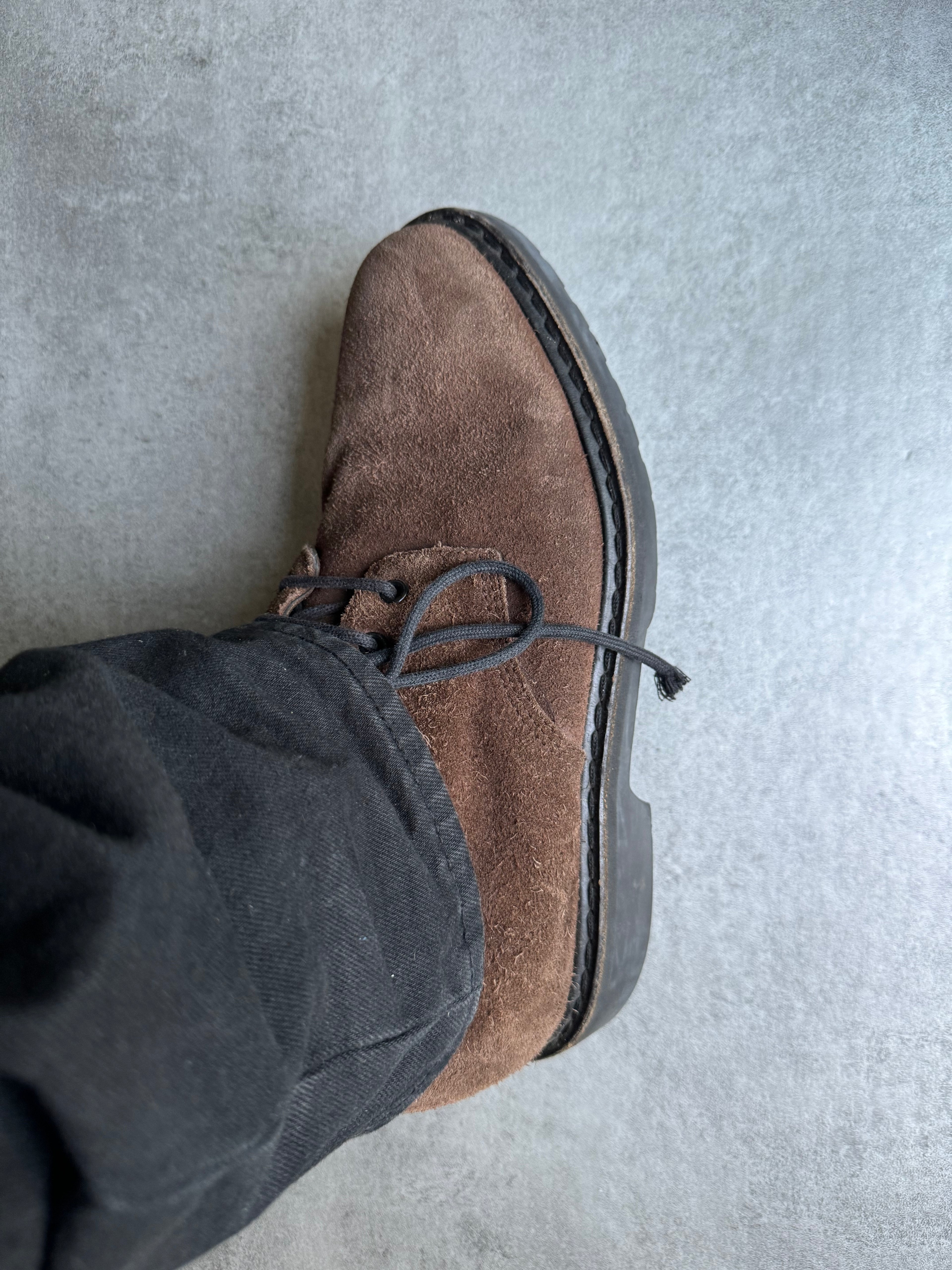 Saint Laurent Suede Appetite Trekker Brown High Leather Boots (45) - 4