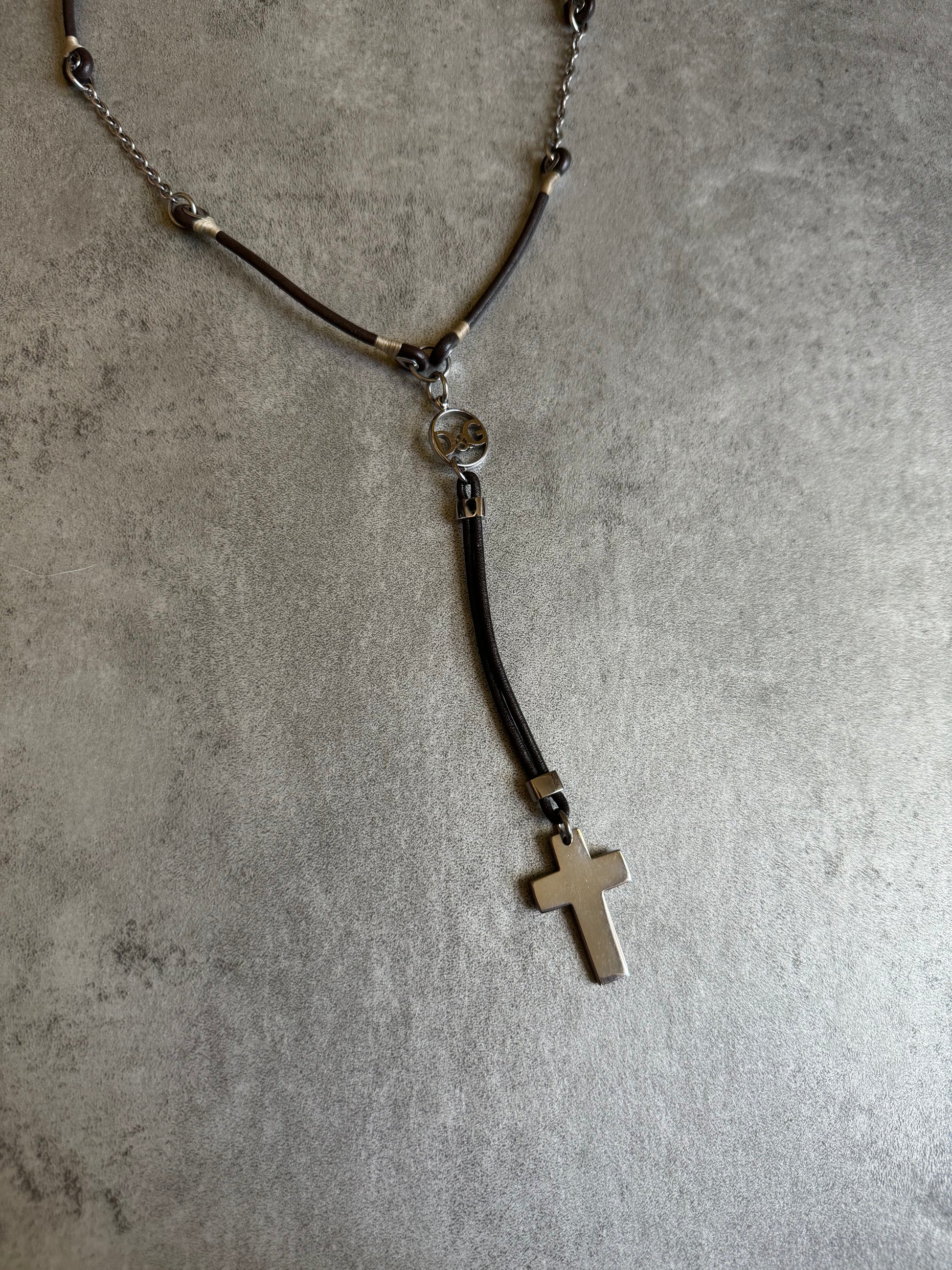 2000s Dolce & Gabbana Hybride Leather Cross Necklace (OS) - 6