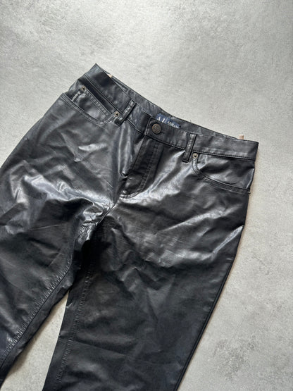 2000s Armani Black Soft Eco Leather Pants (S) - 6