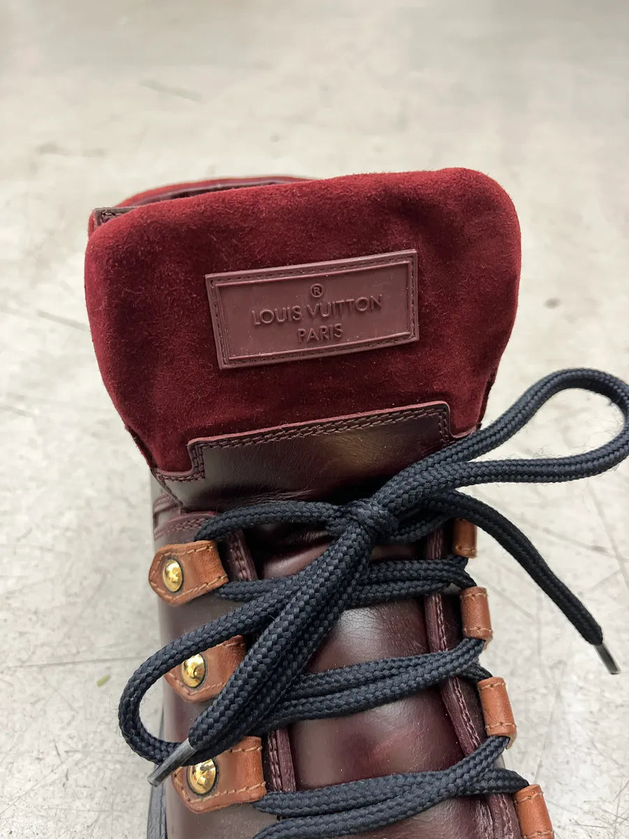 Louis Vuitton Burgundy Leather Hiking Boots SDblErKj 6