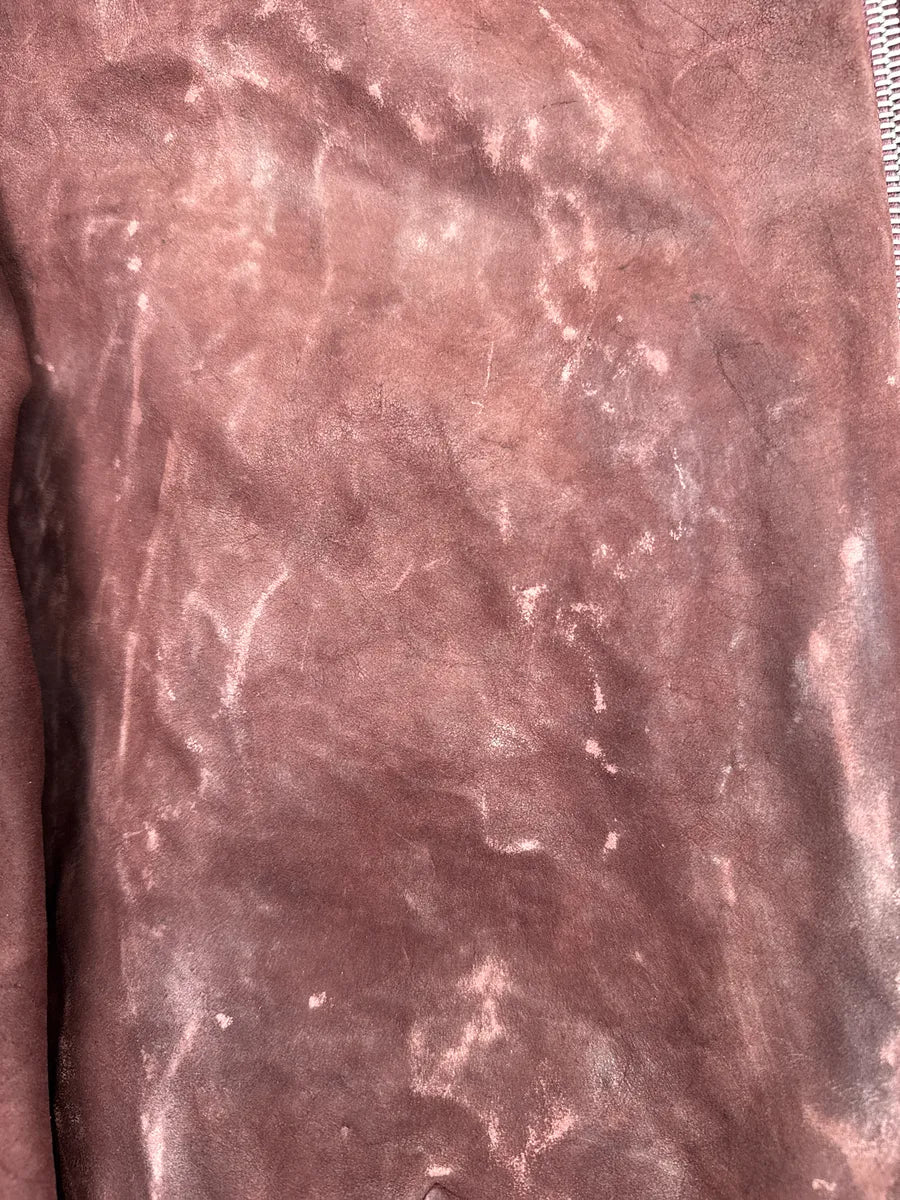 M.A+ Burgundy Leather Faded Avant-Garde Leather Jacket SEUZKOMU 8