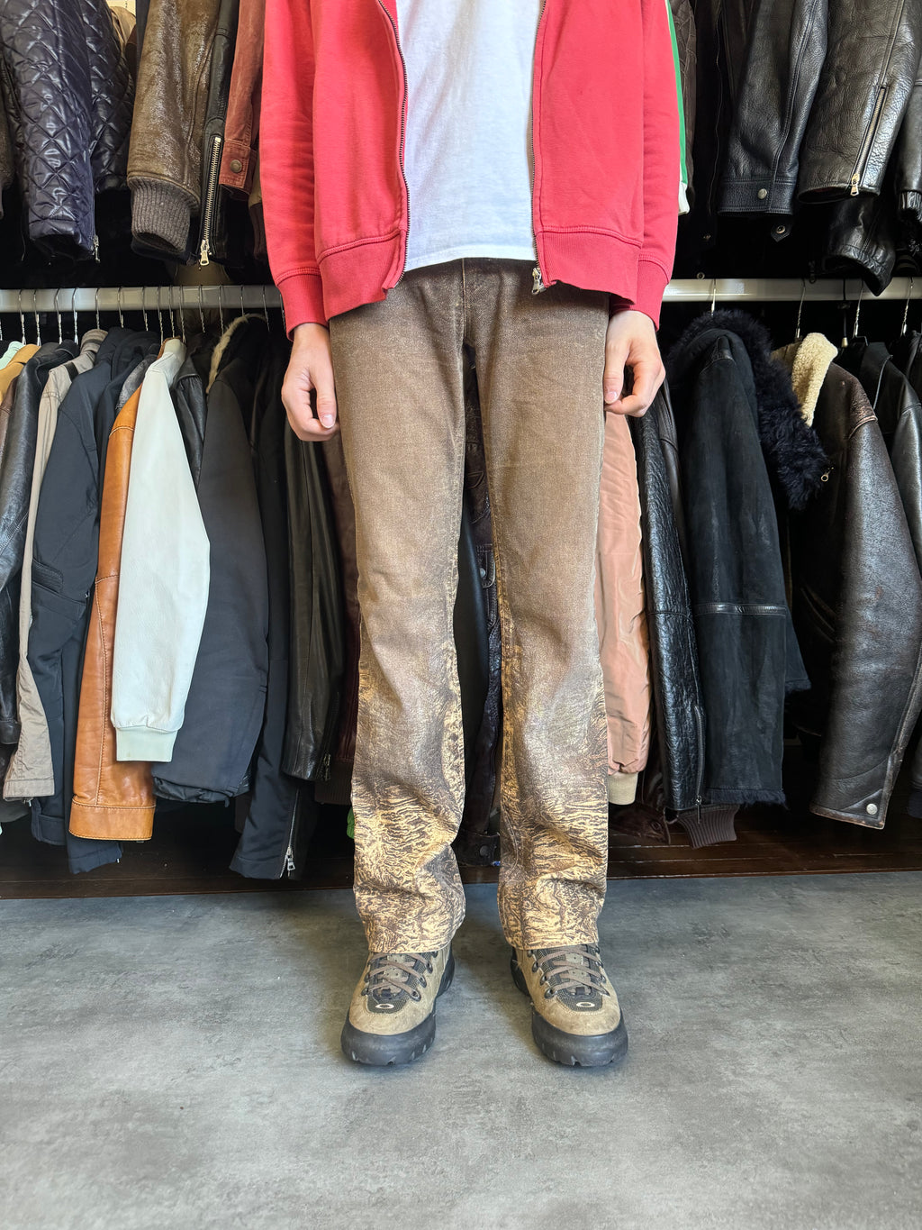 2000s Roberto Cavalli Arabic Brown Sand Erosion Pants (S) - 2