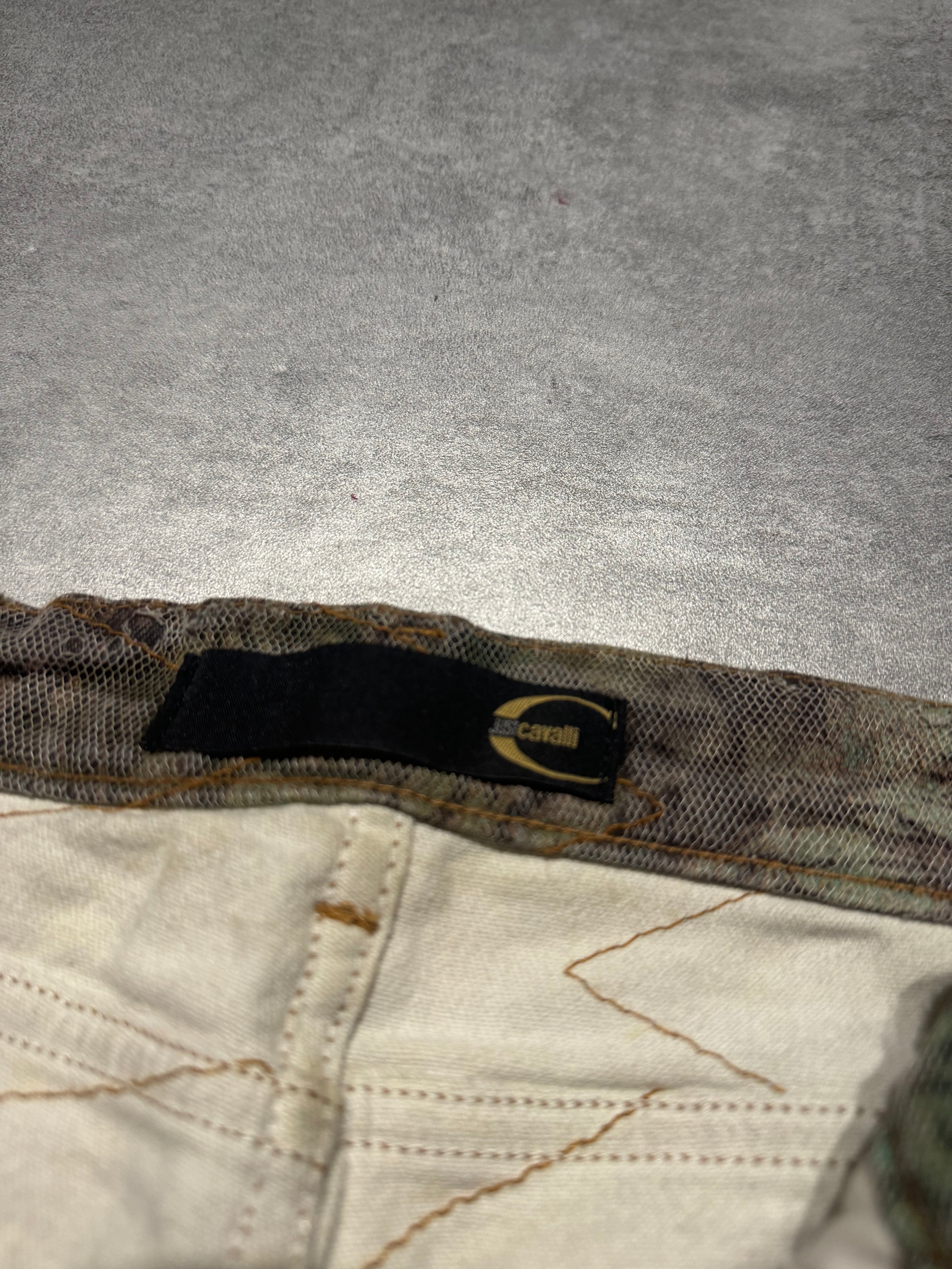 2000s Cavalli Destructured Artistic Floral Blue Pants (S) - 8