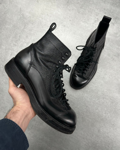 Dsquared2 Black Combat Grained Leather Combat Boots (41) - 1