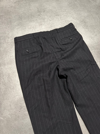 1990s Armani Collezioni Black Striped Suit Pants (M/L) - 4