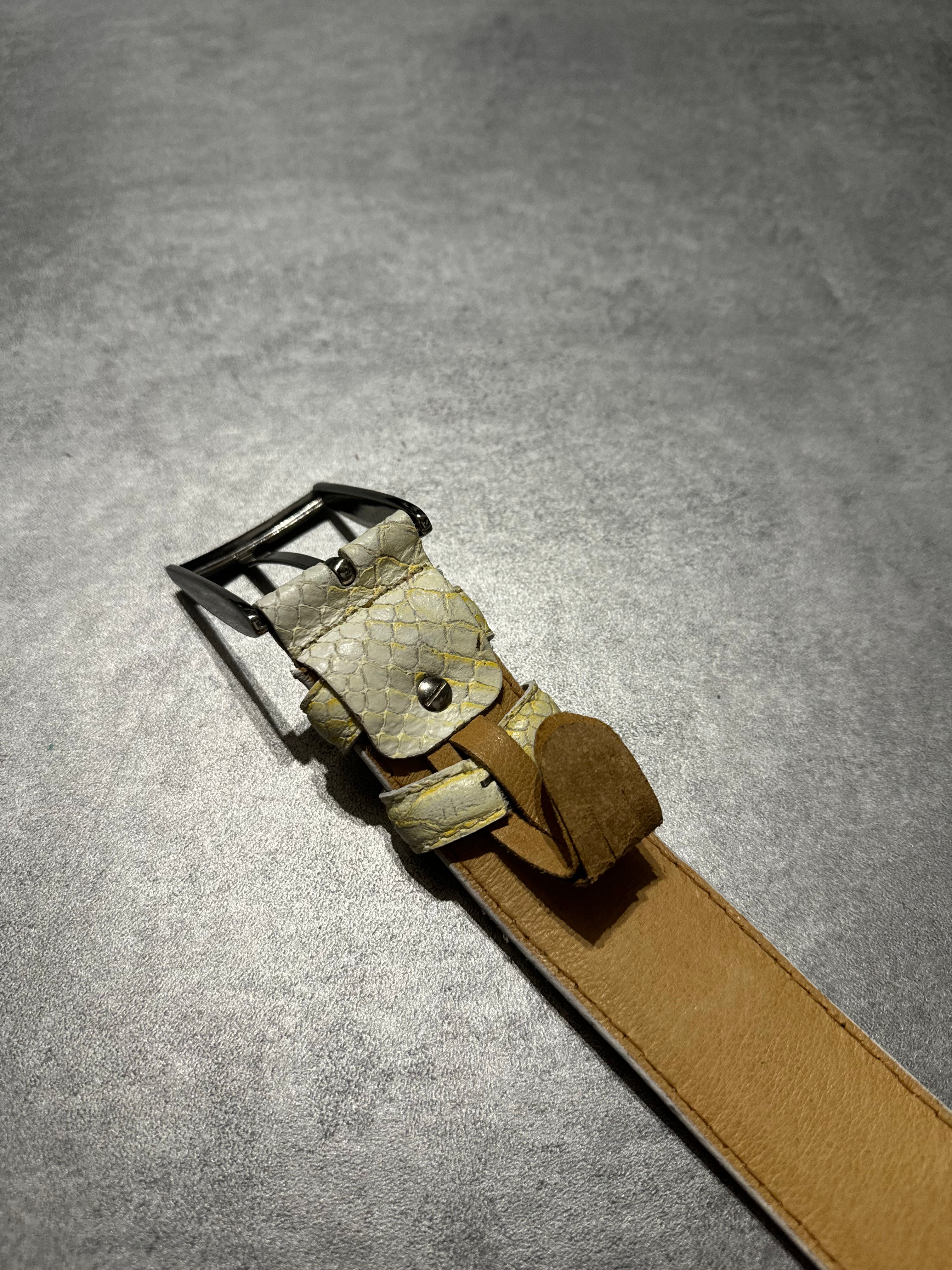 Artisanal White Creamy Genuine Python Leather Belt (OS) - 4