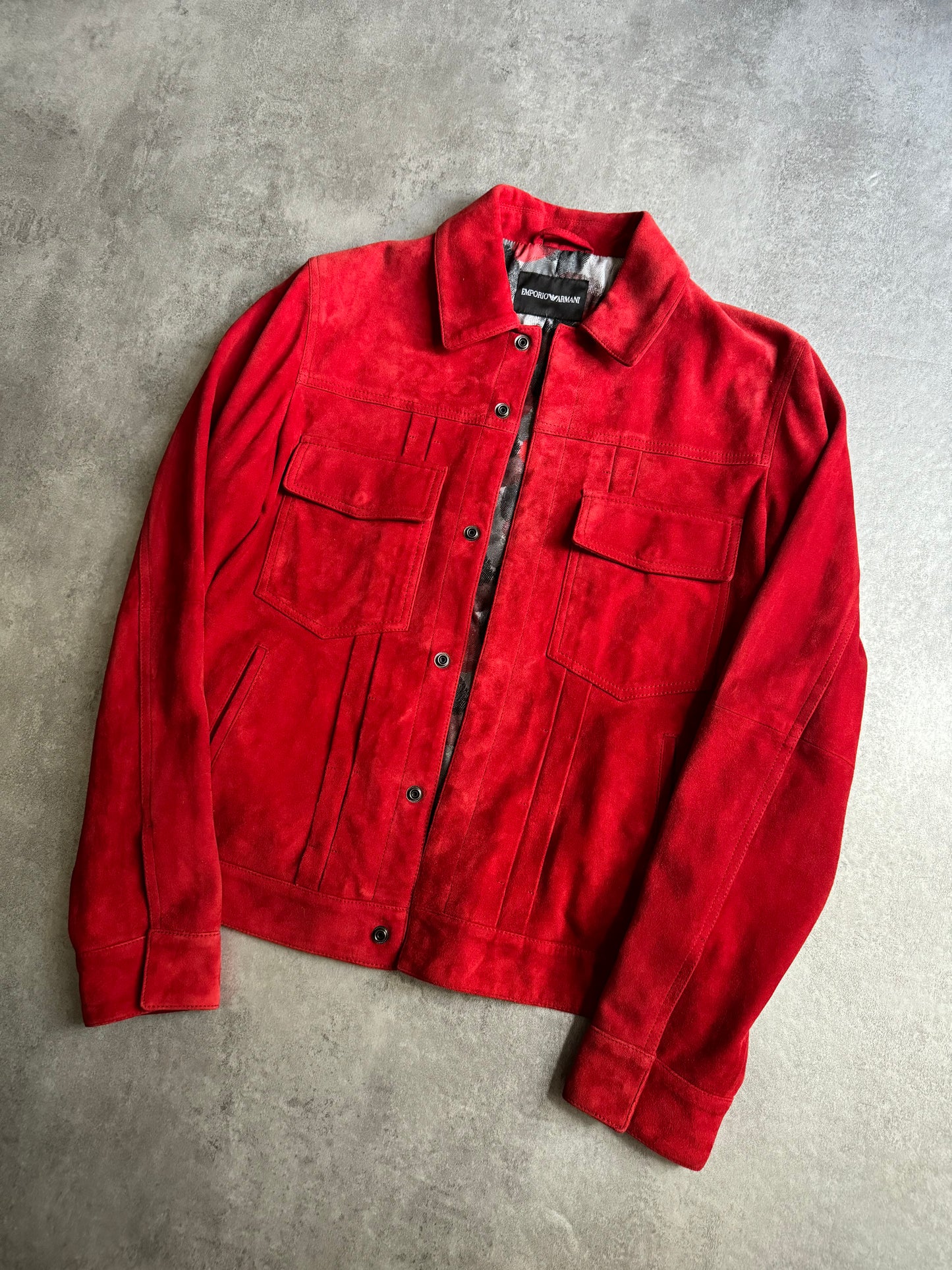 SS2017 Emporio Armani Red Suede Leather Jacket (M) - 8