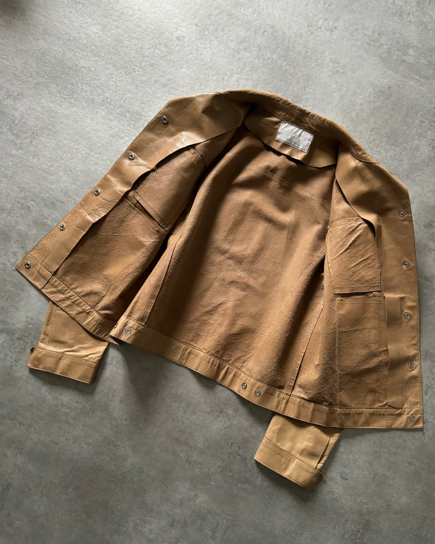 SS1999 Prada Elegant Beige Leather Jacket  (XS) - 5