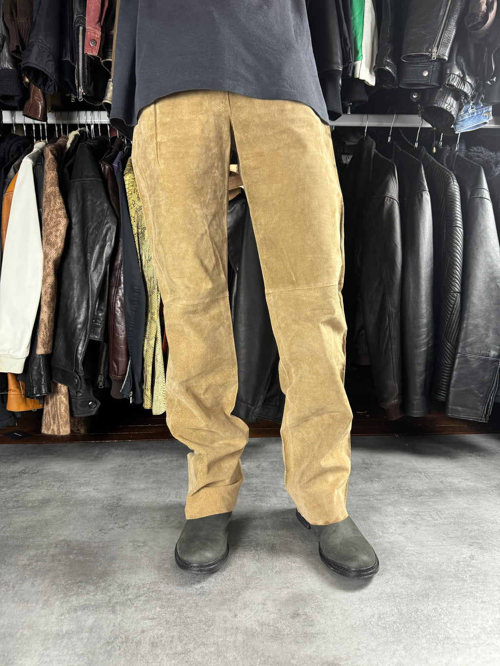 2000s Dolce & Gabbana Camel Leather Pants (M) - 9