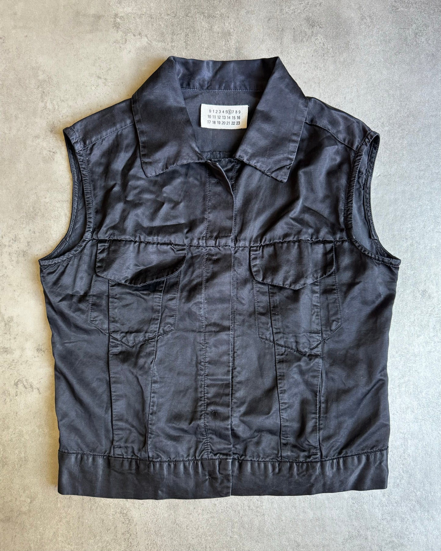 Maison Martin Margiela Black Sleeveless Trucker Tech Jacket (S) - 3