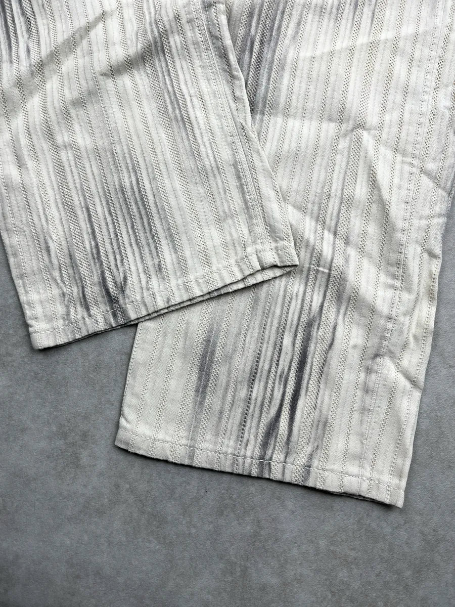 AW2003 Versace Off-White Stripe Textured Pants SOGMKNhF 5