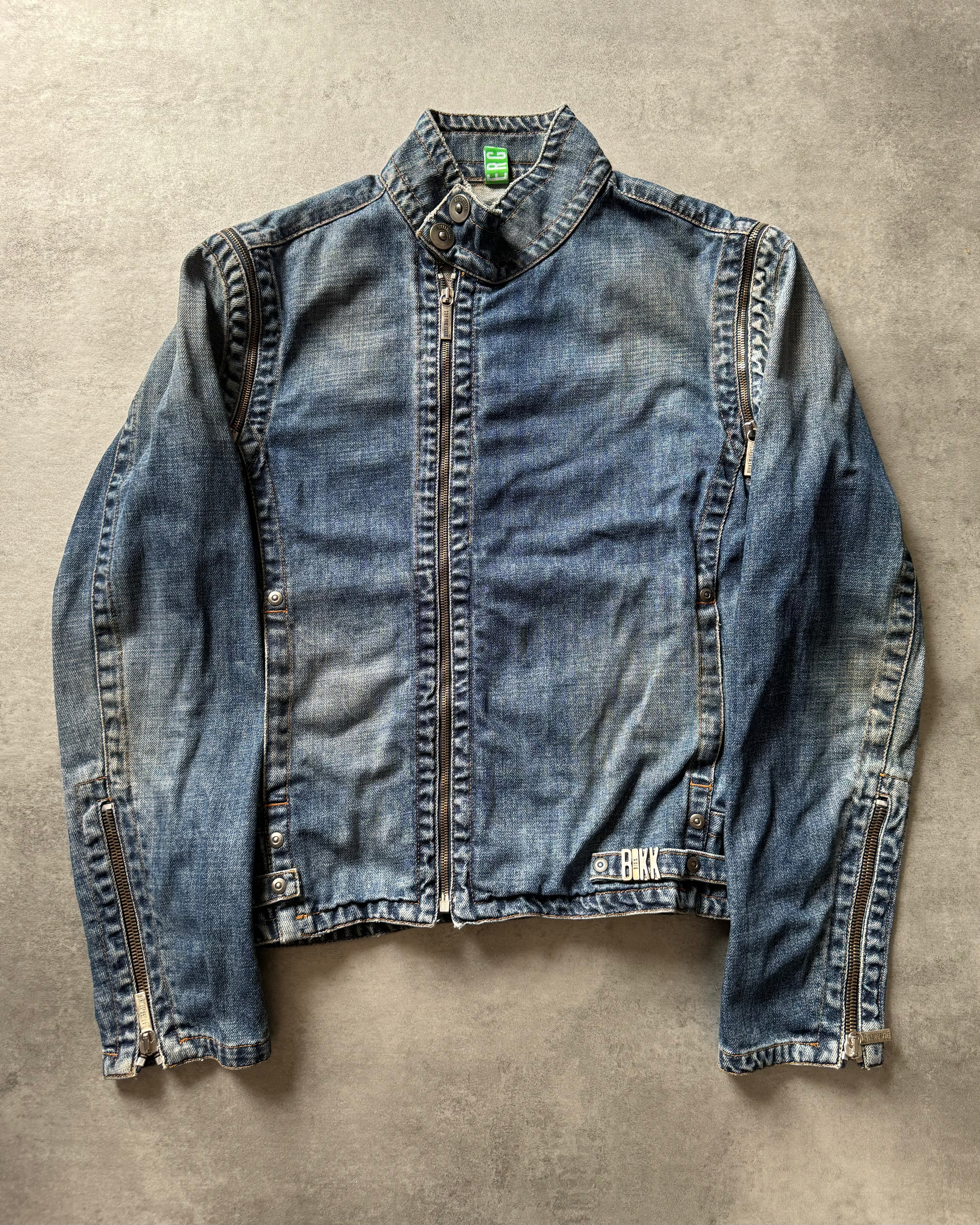 AW2005 Dirk Bikkembergs Asymmetrical Denim Jacket with Detachable Arms  (L) - 1