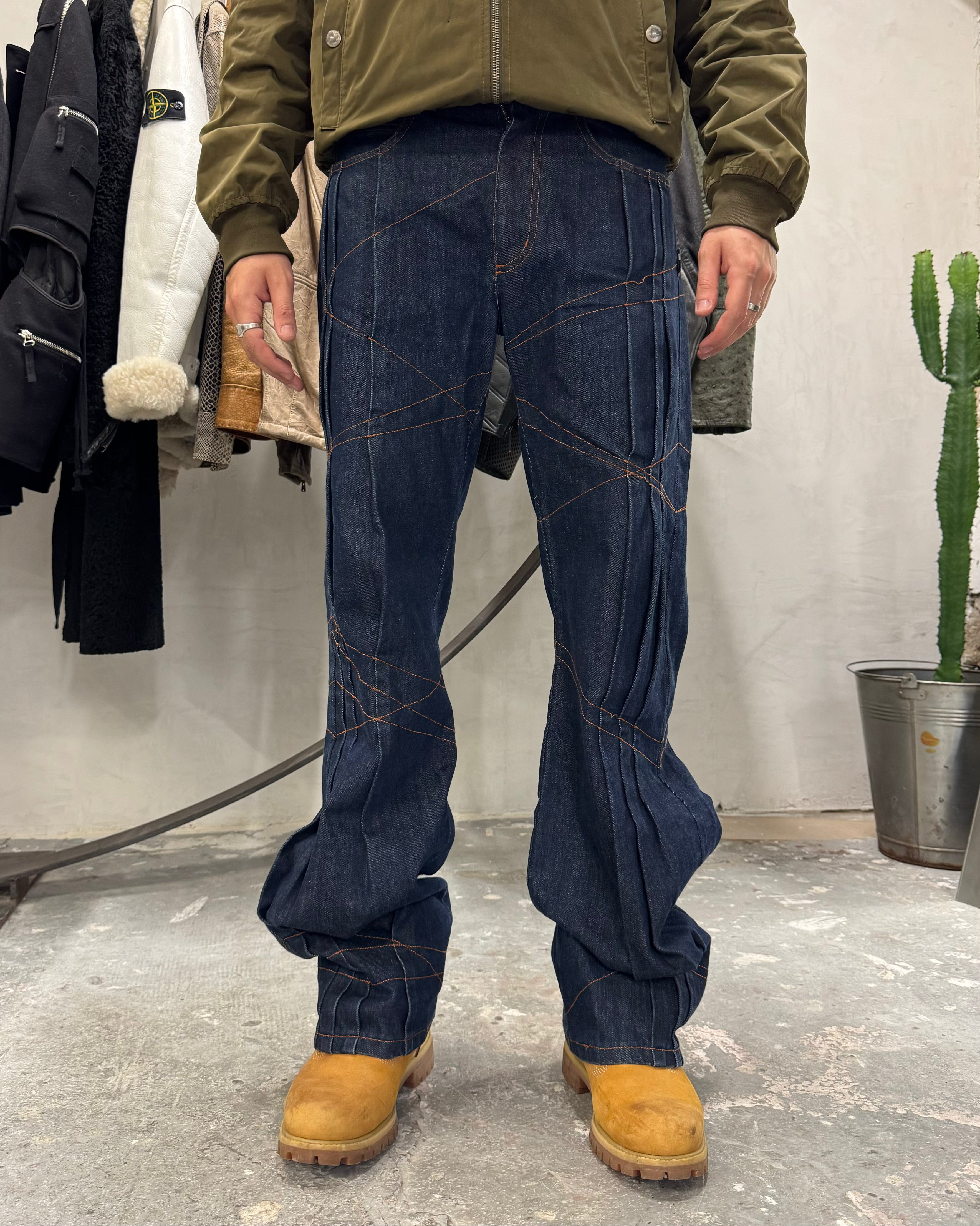 1990s Jean Paul Gaultier Brut Denim Extensible Denim Jeans (M/L) - 2