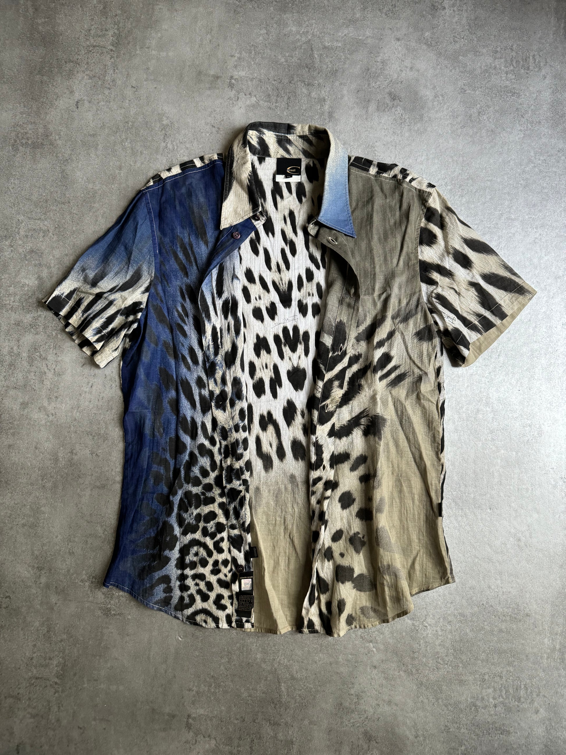 SS2005 Cavalli Leopard Ocean Gradient Shirt (M) - 2