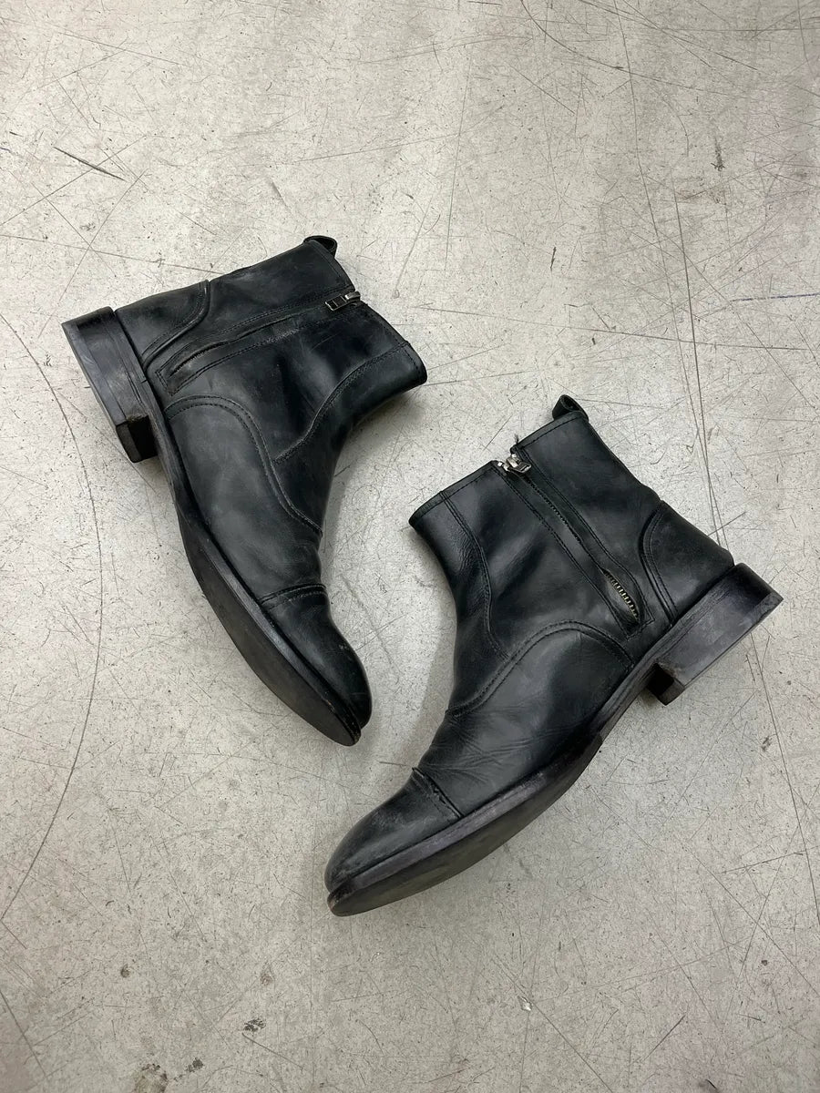 2000s Diesel Raw Black Leather Boots SStEwQLL 2