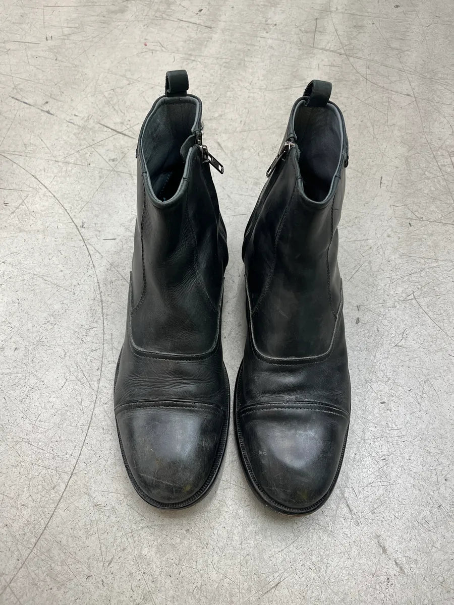 2000s Diesel Raw Black Leather Boots SStEwQLL 4