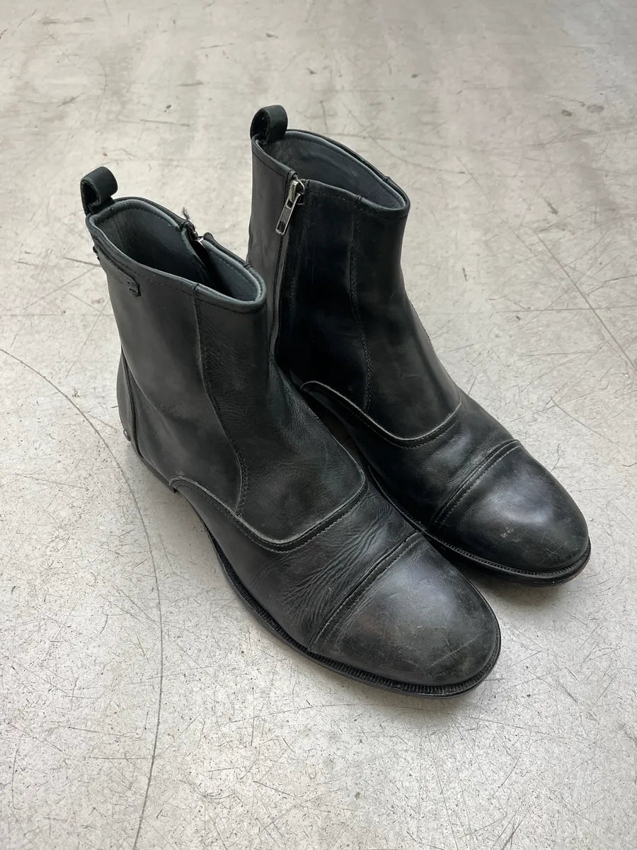 2000s Diesel Raw Black Leather Boots SStEwQLL 3