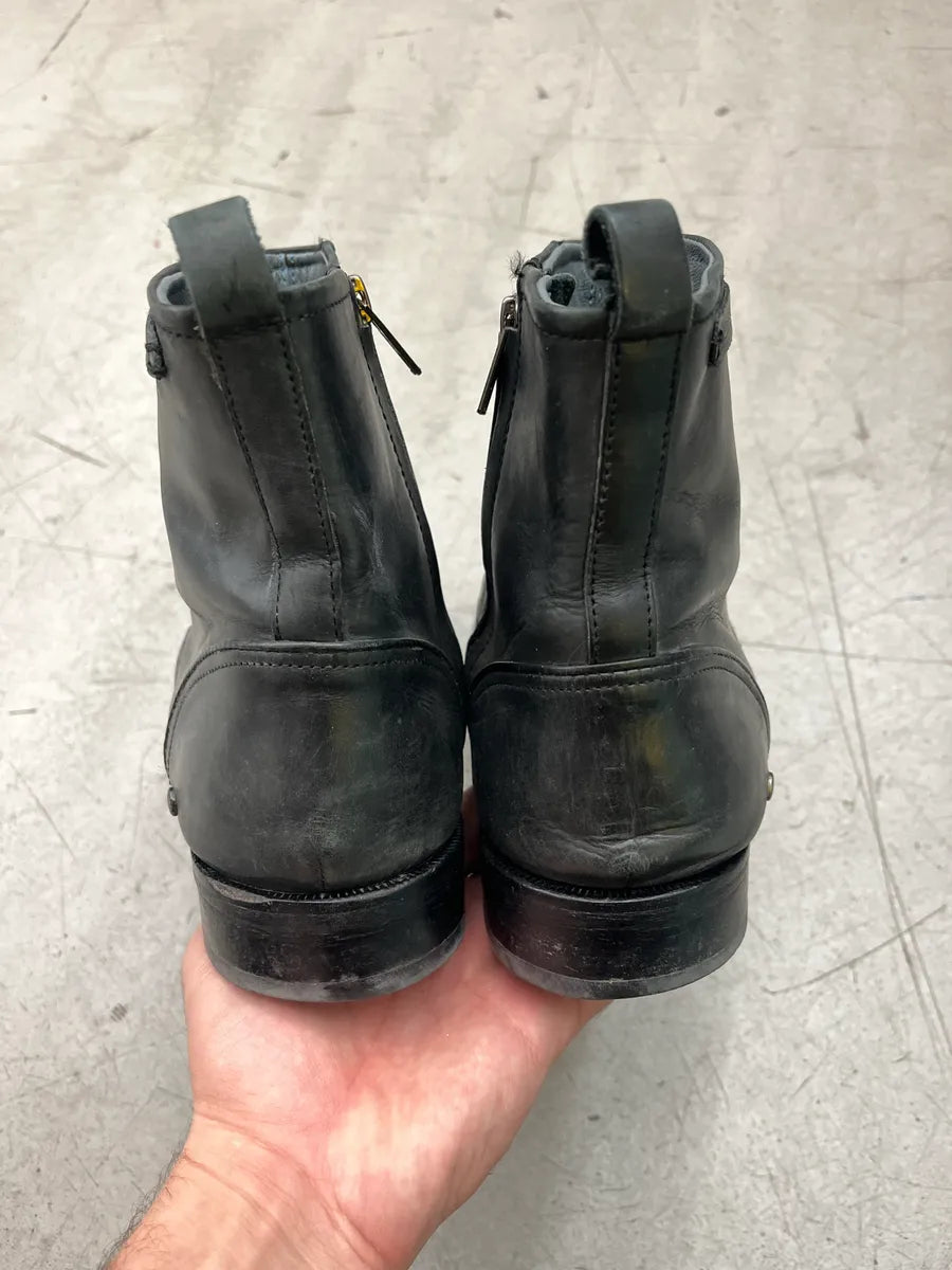 2000s Diesel Raw Black Leather Boots SStEwQLL 5