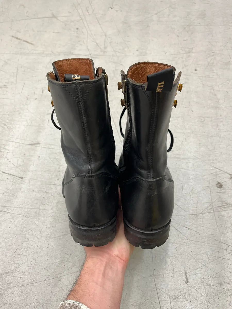 1990s Cesare Paciotti Gold Dagger Black Leather Boots STNVlJyp 5
