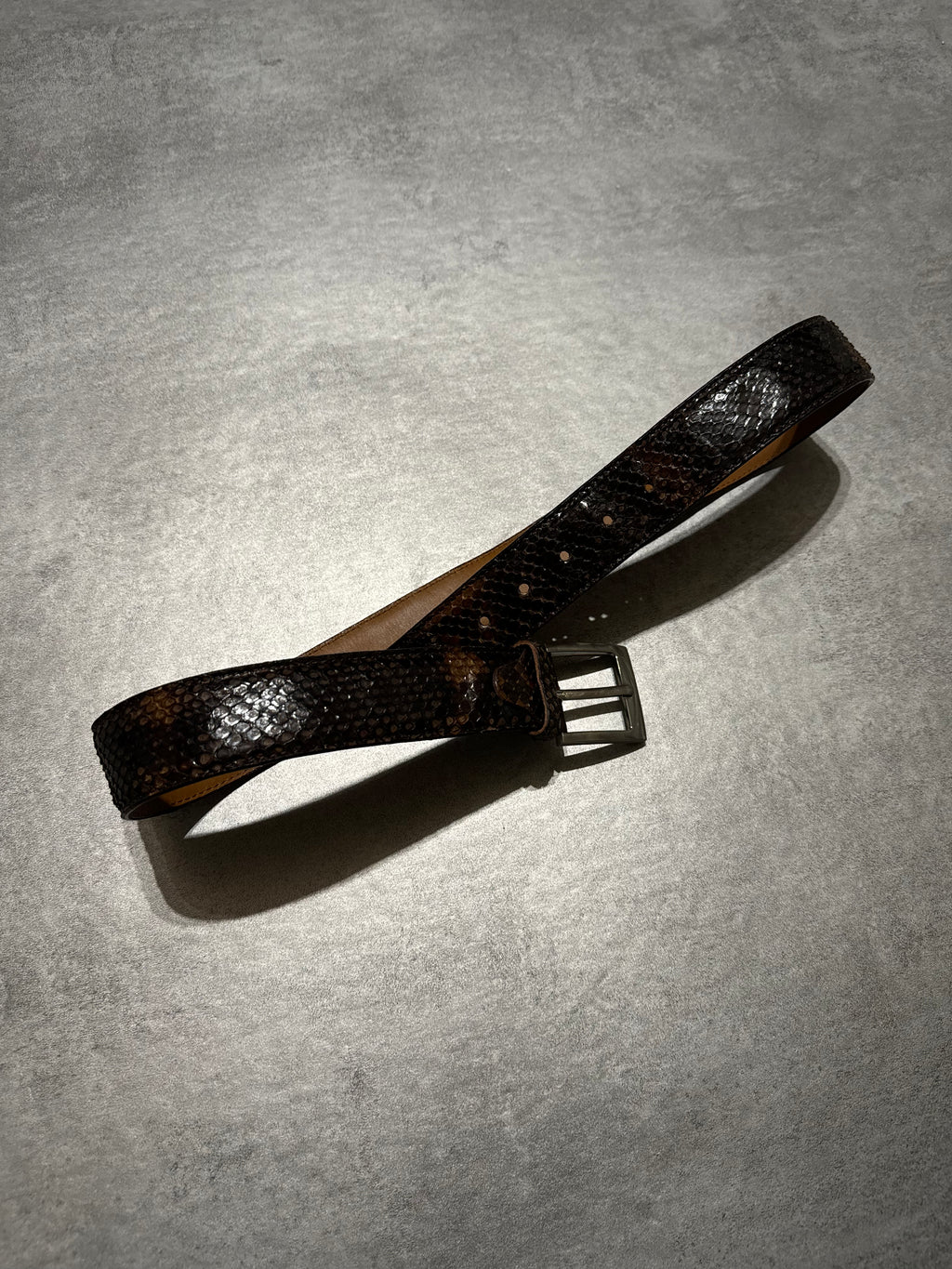 Artisanal Italian Bronze Python Leather Milanese Belt (OS) - 4