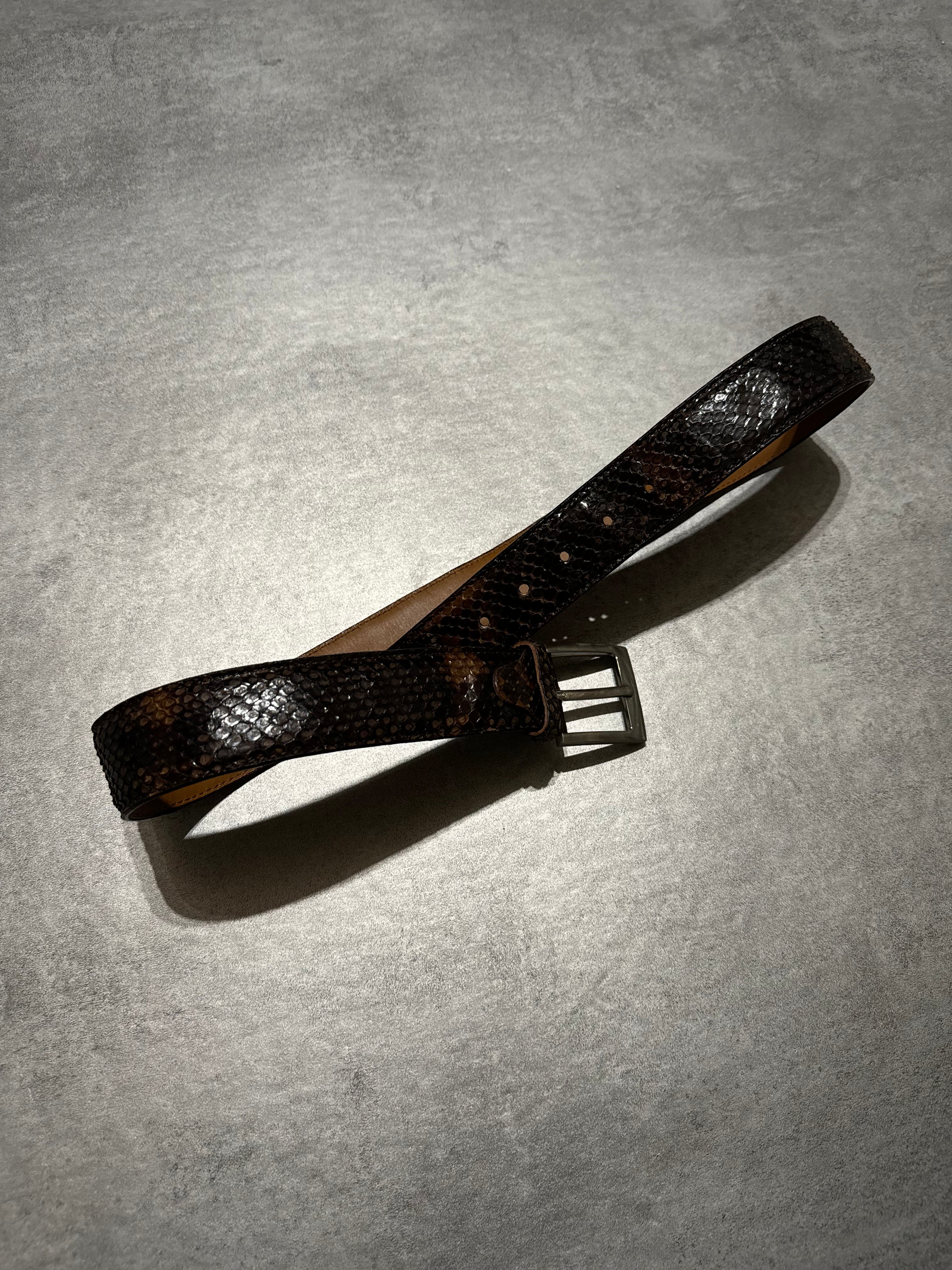 Artisanal Italian Bronze Python Leather Milanese Belt (OS) - 4