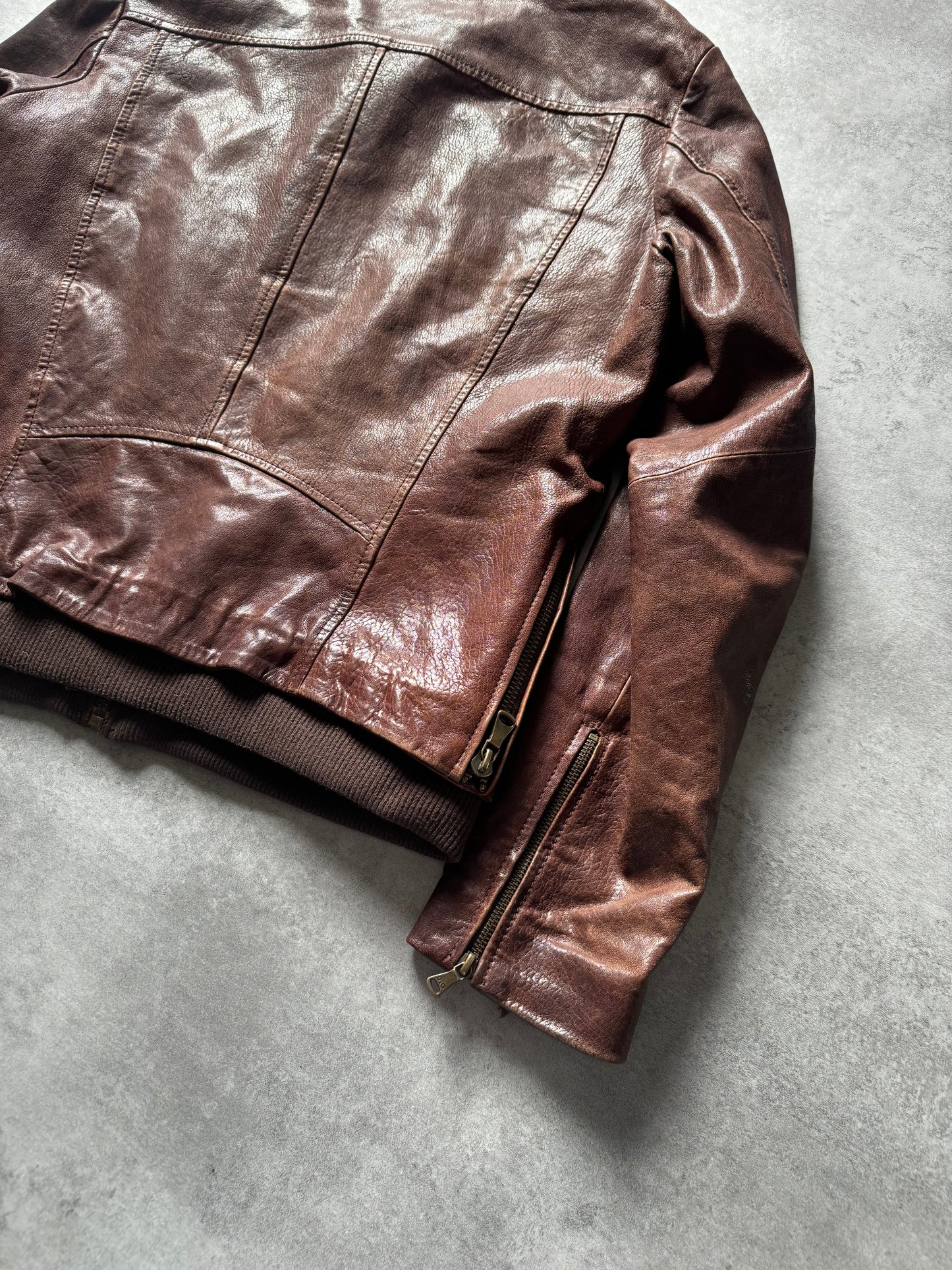 2000s Dolce & Gabbana Bordeaux Cargo Lamb Leather Jacket (XL) - 4