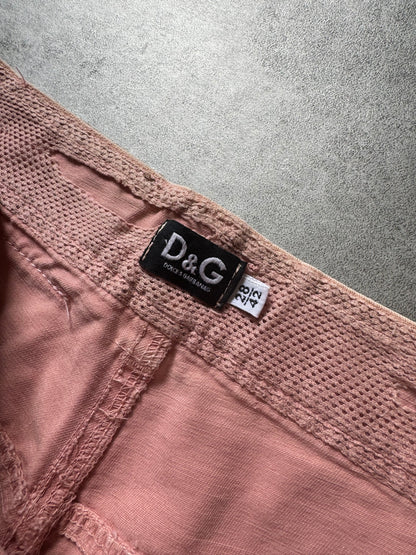 SS2003 Dolce & Gabbana Full Zip Aviator Cargo Pink Pants (M) - 7