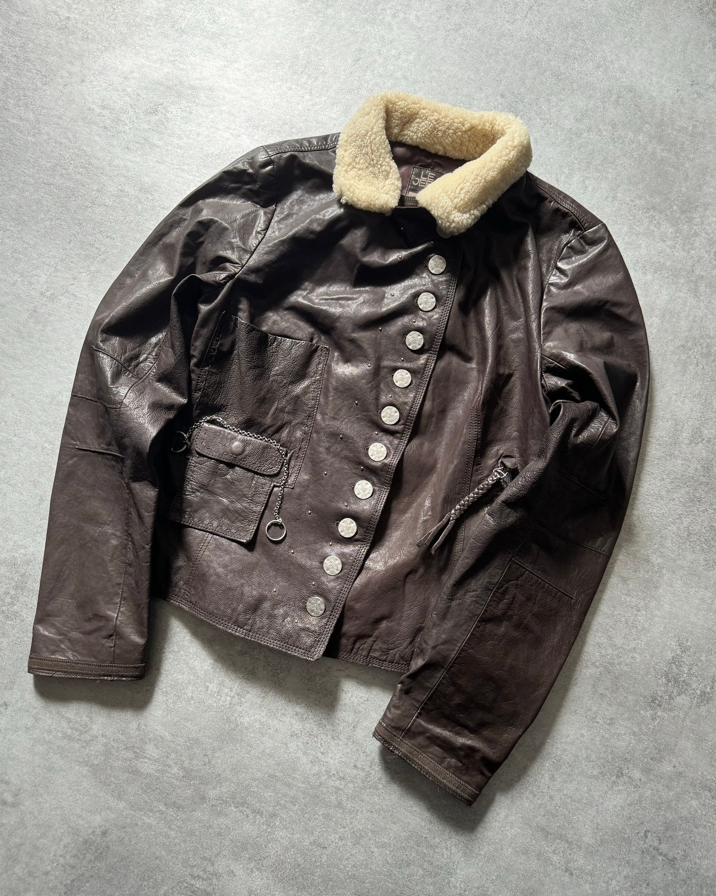 2000s Marithé + François Girbaud Calfwash Asymmetrical Shearling Leather Jacket (S) - 3
