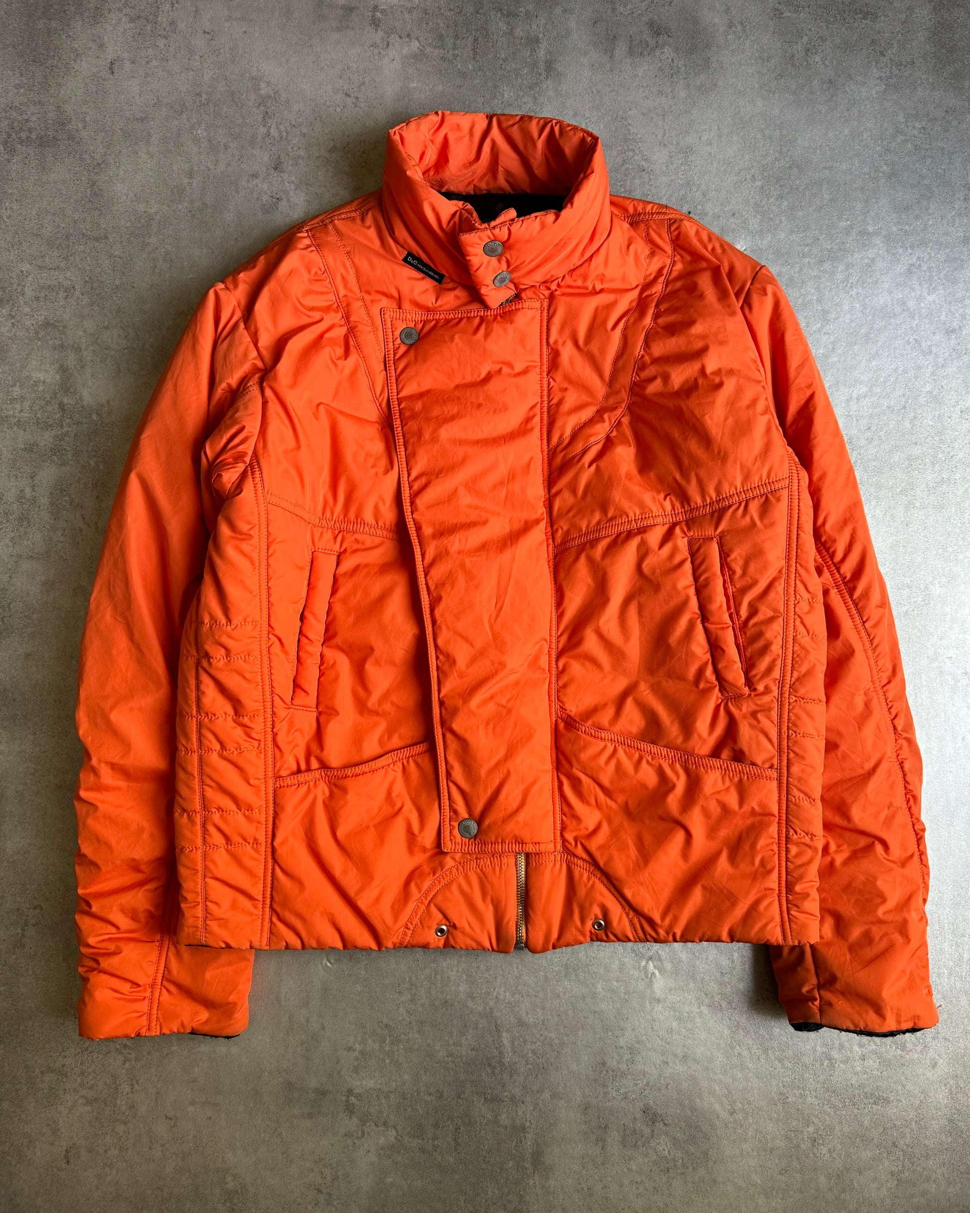 2000s Dolce & Gabbana Astro Orange Puffer Futuristic Jacket  (M) - 1