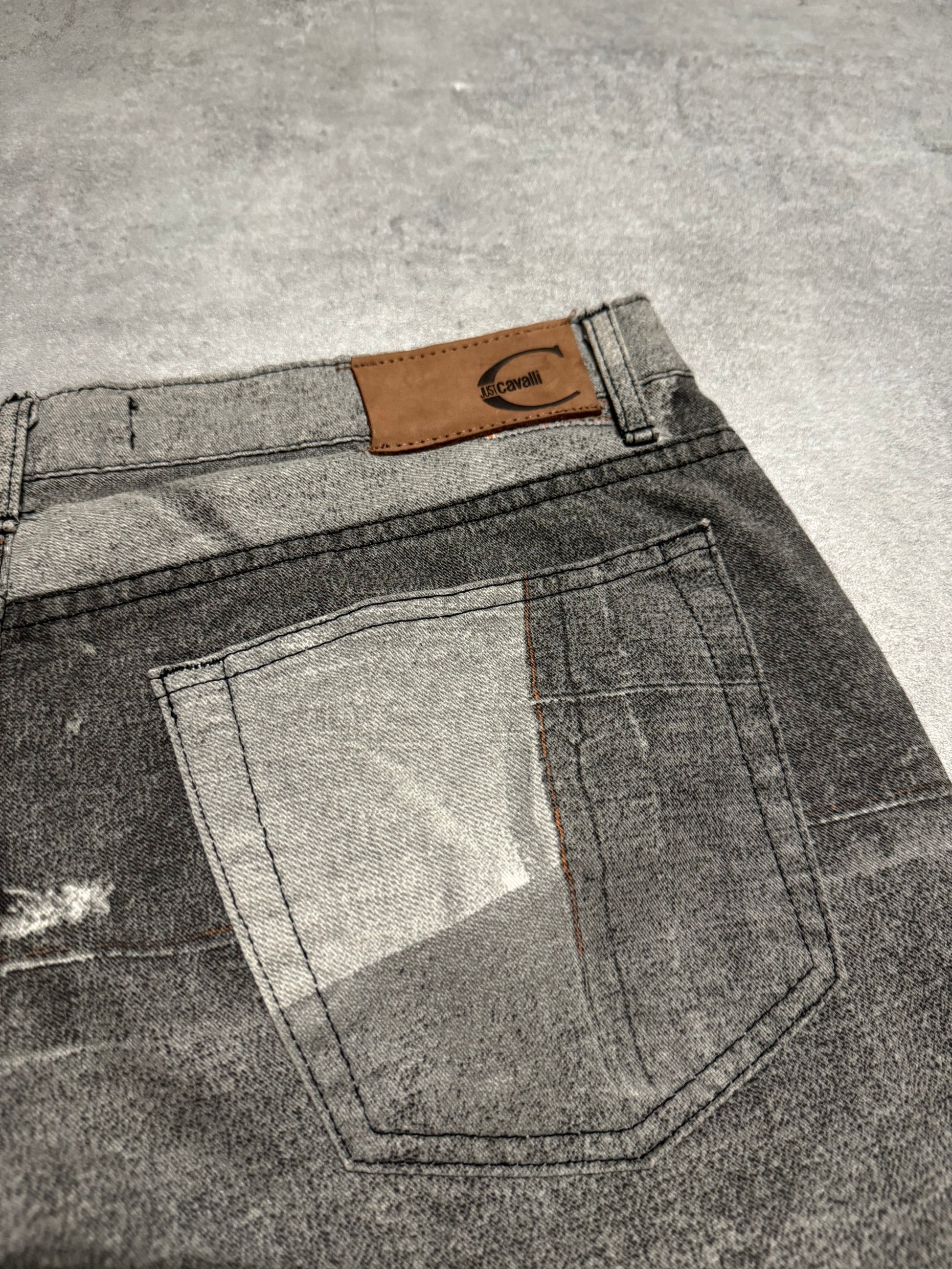 2000s Cavalli Trompe L'Oeil Grey Denim Pockets Pants (M) - 5