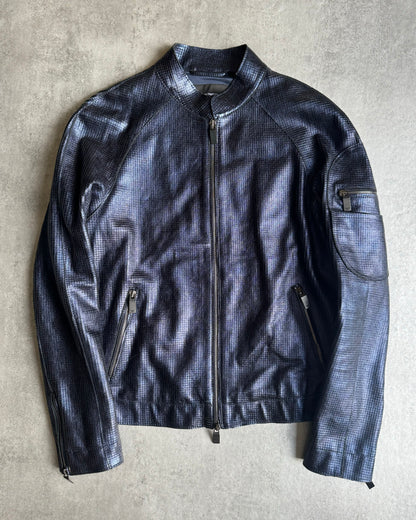 AW2018 Emporio Armani Navy Retro Biker Jacket  (M) - 1