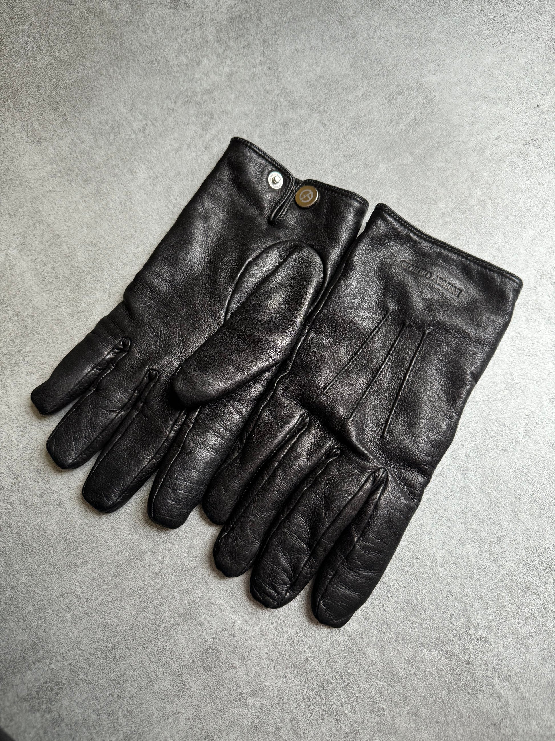 Giorgio Armani Black Leather Gloves (OS) - 6