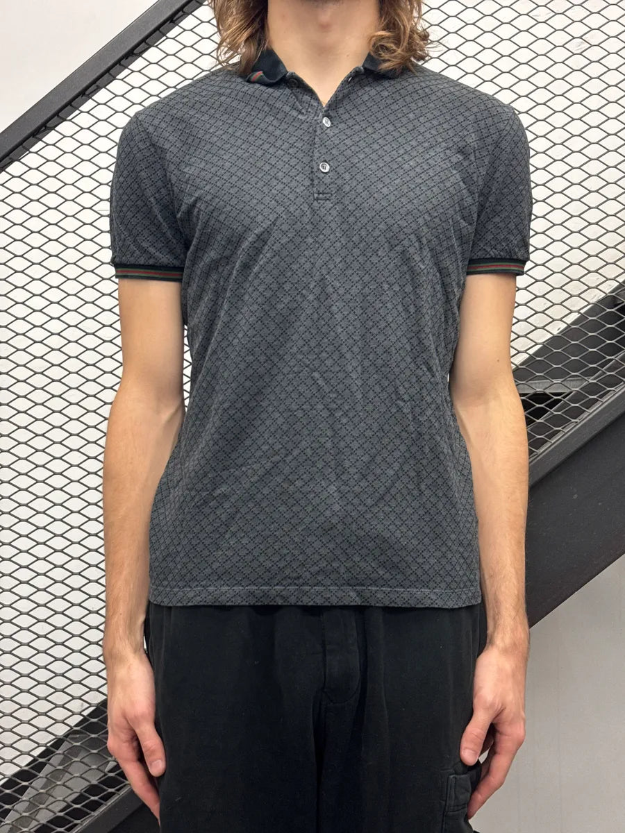 2010s Gucci Dark Grey Web Stripe Knit Polo SjtDnGCD 1