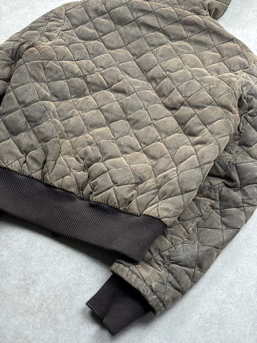 2000s ICE B Taupe Brown Quilted Hooded Bomber Jacket SkkvPwZQ 9