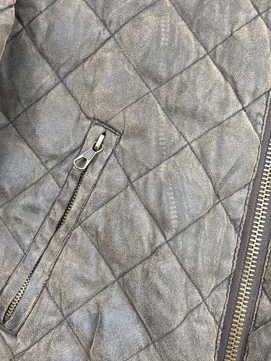 2000s ICE B Taupe Brown Quilted Hooded Bomber Jacket SkkvPwZQ 7