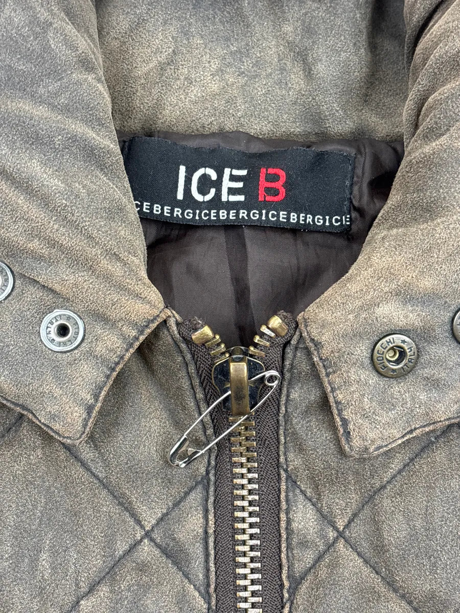 2000s ICE B Taupe Brown Quilted Hooded Bomber Jacket SkkvPwZQ 11