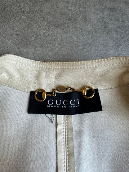 AW1998 Gucci Minimalistic Pure Creamy Leather Jacket by Tom Ford (XS) - 7