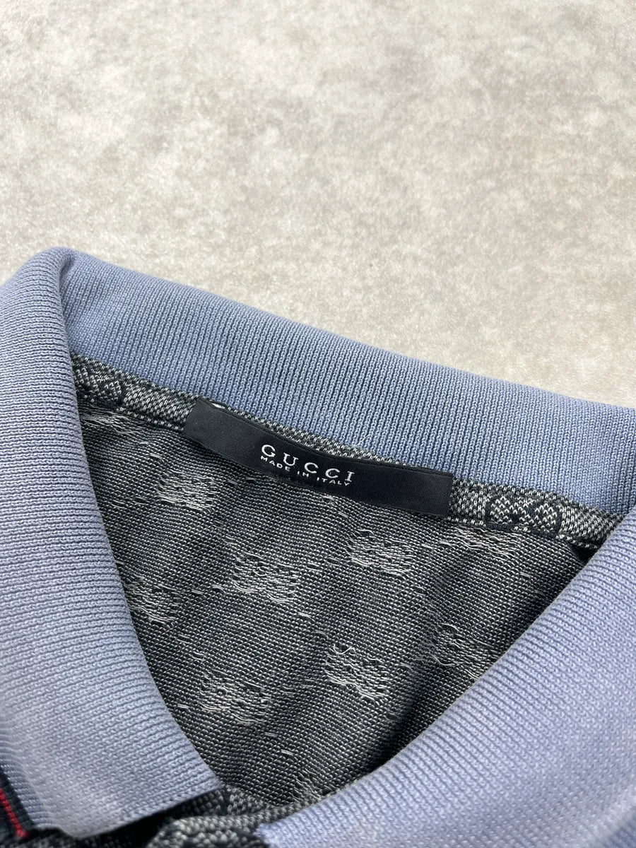 Gucci Monogram Contrast Collar Grey Polo SqBXmWOF 6